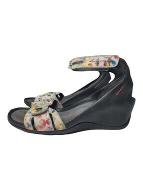 Wolky Za Wedge Adjustable Hook Loop Ankle Strap Walking Sandal White Floral EU41